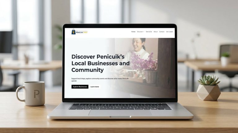 discover penicuik website laptop mockup 768x429